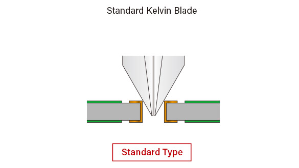 Blade kelvin probe tips